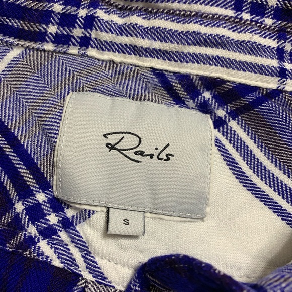 Rails Long Hunter Sleeve Button Down Cobalt/Whiter - Picture 6 of 8